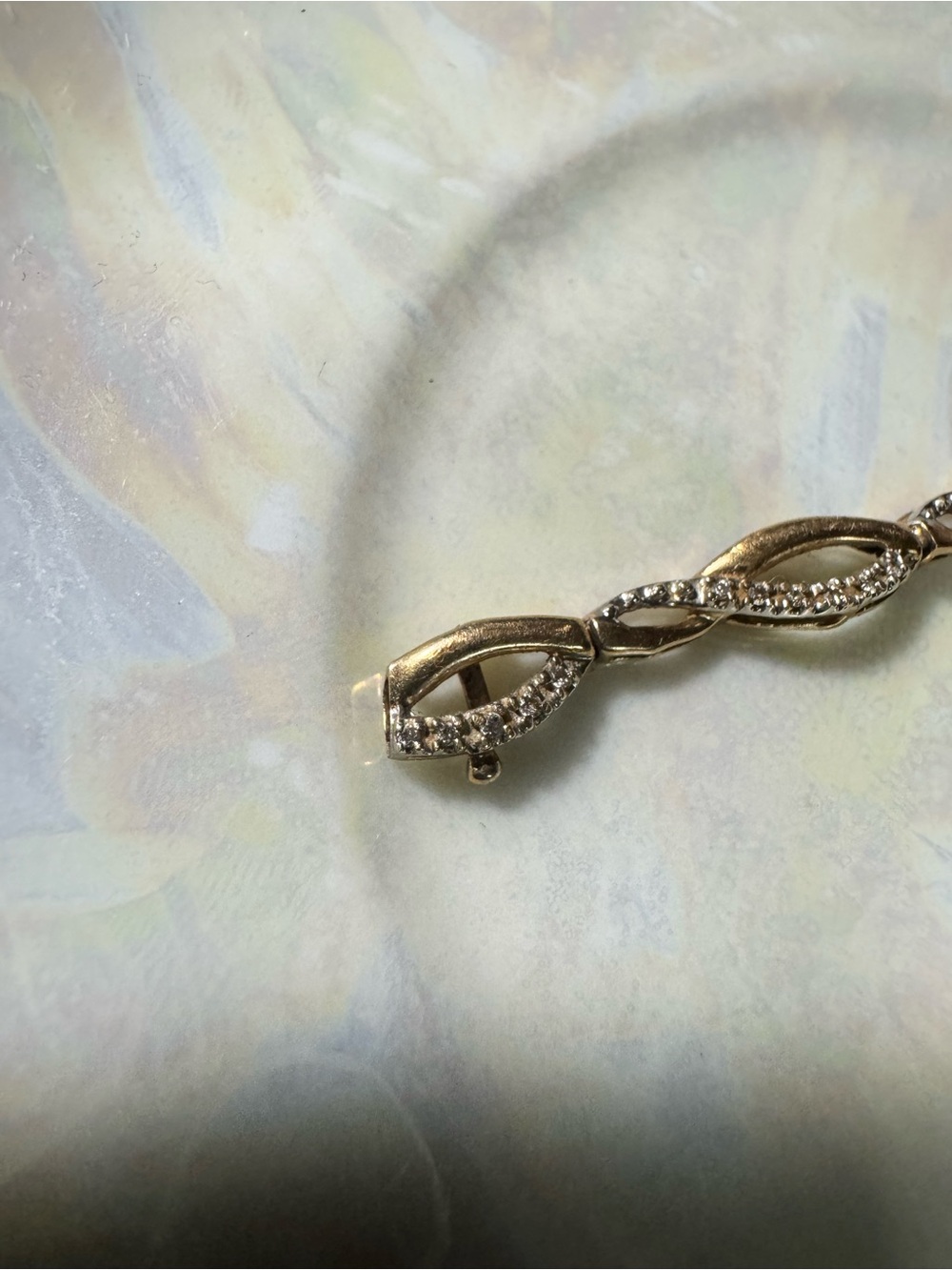 Solid 14K Yellow Gold Diamond Infinity Link Bracelet 8.75" 8g QG India AS-IS - Picture 2 of 7